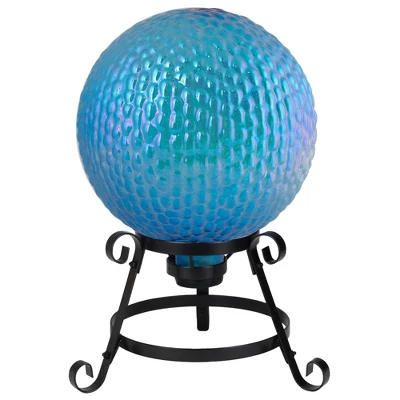 Northlight 10" Iridescent Blue And Purple Textured Glass Outdoor Gazing Ball 2 Northlight 10" Iridescent Blue And Purple Textured Glass Outdoor Gazing Ball - Image 2