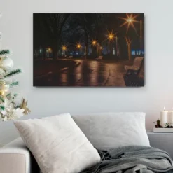 Northlight Décor Sales 29 Northlight LED Lighted Nighttime City Park Scene Canvas Wall Art 23.75"