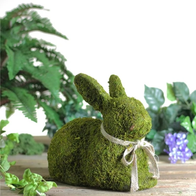 Northlight 11" Moss Sitting Bunny Rabbit Spring Easter Figure - Green/Tan 2 Northlight 11" Moss Sitting Bunny Rabbit Spring Easter Figure - Green/Tan - Image 2