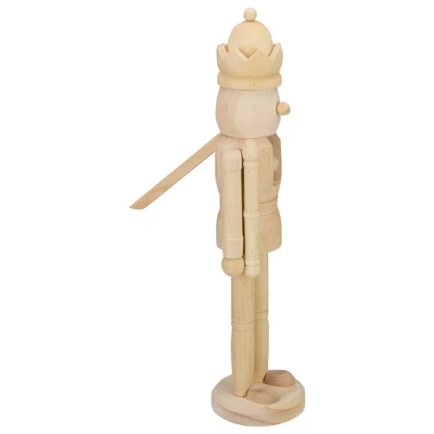 Northlight 14.75" Unfinished Paintable Wooden Christmas Nutcracker With A Crown 3 Northlight 14.75" Unfinished Paintable Wooden Christmas Nutcracker With A Crown - Image 3