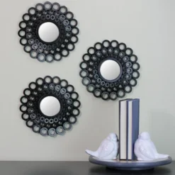 Northlight Set Of 3 Round Black Cascading Angular Orbs Mirrors 9.5" -Northlight Décor Sales GUEST f7c85b26 c46c 42cb 892d 447886c1c4b5