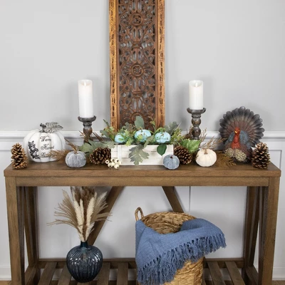 Northlight 8" White And Black "Warm Harvest Blessing" Pumpkin Fall Harvest Decoration 1 Northlight 8" White And Black "Warm Harvest Blessing" Pumpkin Fall Harvest Decoration