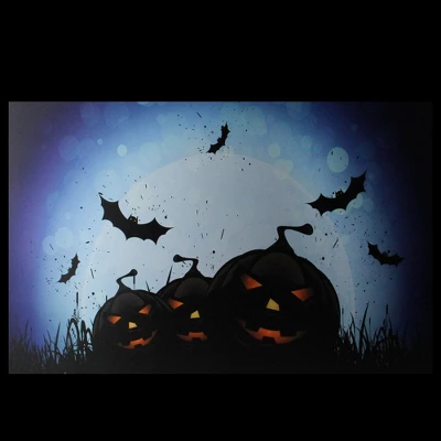 Northlight LED Lighted Jack-O-Lanterns And Bats Halloween Canvas Wall Art 23.5" X 15.5" 2 Northlight LED Lighted Jack-O-Lanterns And Bats Halloween Canvas Wall Art 23.5" X 15.5" - Image 2