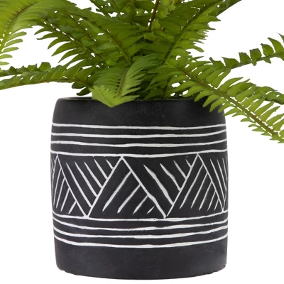 Northlight 12" Artificial Boston Fern Plant In Aztec Pattern Ceramic Pot 3 Northlight 12" Artificial Boston Fern Plant In Aztec Pattern Ceramic Pot - Image 3
