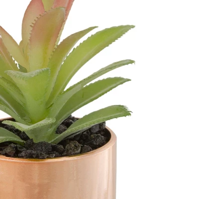 Northlight 5" Green Artificial Aloe Plant In A Rose Gold Pot 3 Northlight 5" Green Artificial Aloe Plant In A Rose Gold Pot - Image 3